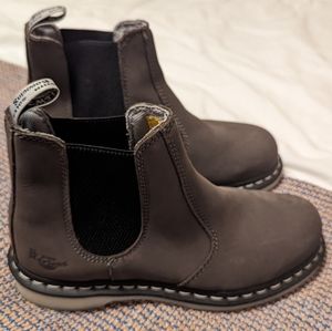 dr. martens gray slip on work boots